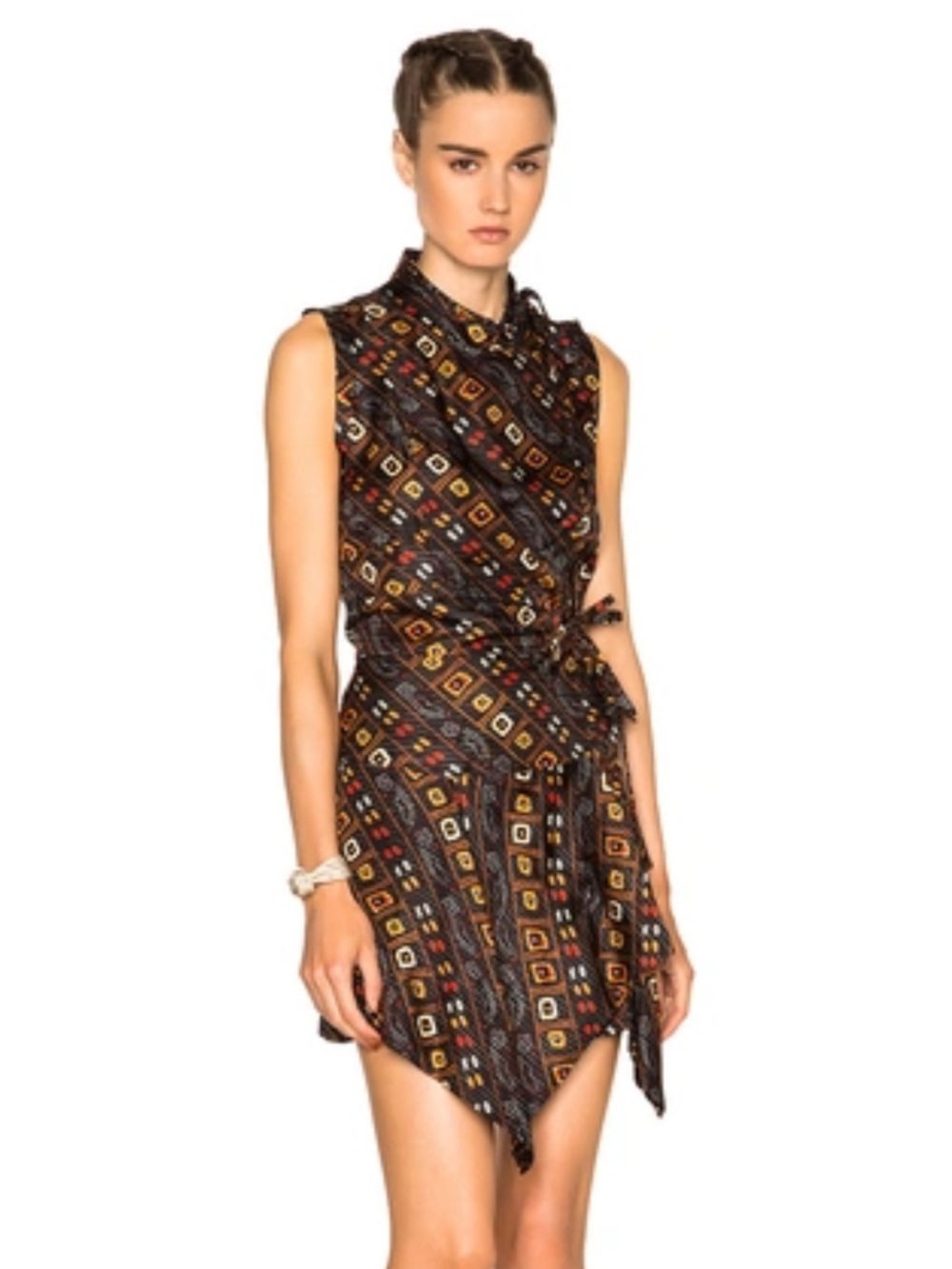 ISABEL MARANT Silk Tabby Stole Twill Dress In Black Size 38